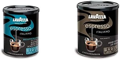 Lavazza Espresso Decaffeinato Ground Coffee Blend, Decaffeinated Medium Roast, 8-Ounce Cans (Pack of 4) & Espresso Italiano Ground Coffee Blend, Medium Roast, 8-Ounce Cans,Pack of 4