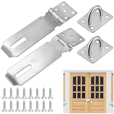 AFASOES 2 Pcs Cierre de Candado 12.7cm/5 Pulgadas Porta Candado Bisagras Acero Inoxidable Cierre Baúl Candado Cierre Candado Armario Cerrojo Puerta Pestillo para Armario Puerta Portón + 18 x Tonillos