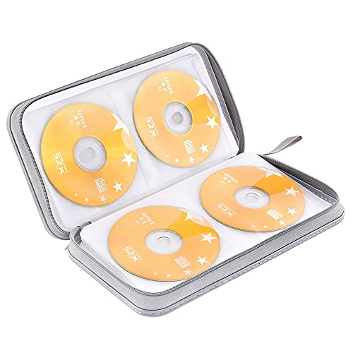 Bivisen Cd Case Wallet, 80 Capacity Dvd Vcd Media Blu-Ray Case Wallet Holder Storage Organizer (White) #TOP4