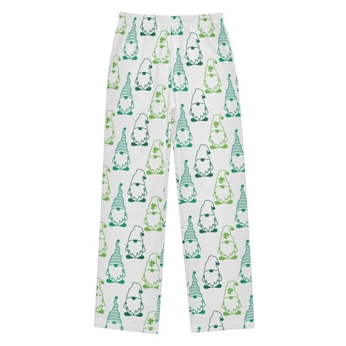 Gnome with Clover Boys Long Pants Soft Trousers Elastic Waist Kids Lounge Bottoms with Pockets S-XL