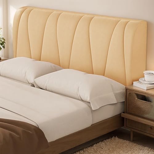 Funda De Cabecera De Velluto, Protector Suave contra El Polvo, Funda Extensible para Cama King/Double, Fácil De Instalar,Camel,150CM