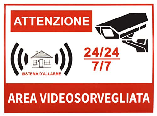 Adesivi Allarme Casa Set di 10, Etichette Videosorveglianza Allarme Polizia, Adesivi Dissuasivi Allarme Impermeabile Anti UV Forte viscosità - 8 * 6CM