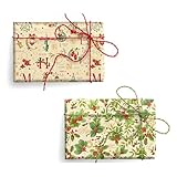 Magicamente Carta – Carta Regalo Natale, Set 2 Fogli 70x100 cm, 120 g Stampa Eco-Sostenibile con Decorazioni in Oro in Polvere, Carta Regalo Natalizia Made in Italy per Regali Eleganti e Creativi