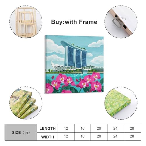 Poster paysage de Singapour idée cadeau décoration murale format 50x50