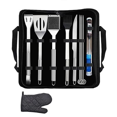11pcs Accessories Grilling Tools Set,Stainless Steel Tools with Thermometer,for Cooking,Backyard Outdoor Camping