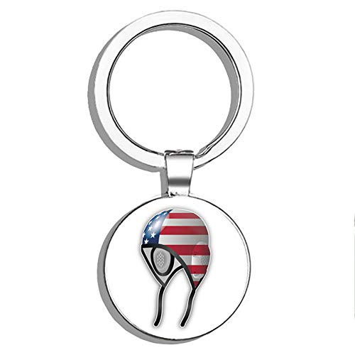 PRS Vinyl USA Flag Water Polo Cap Double Sided Stainless Steel Keychain Key Ring Chain Holder Car/Key Finder