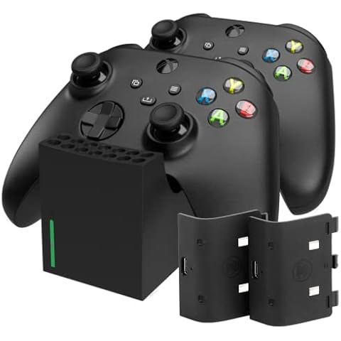 snakebyte Xbox TWIN CHARGE SX - black - Xbox Series X Charging Station for Series X Controller, Charger for 2 Wireless Controllers, 2 Batteries Rechargeable 800mAh, LED Charge Status, Series X Design Cover