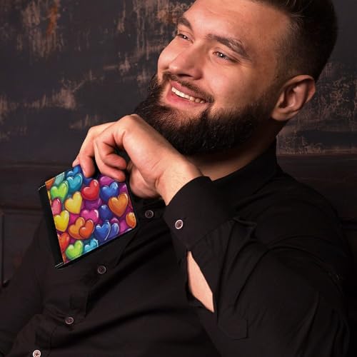 Rainbow Love Heart Bifold Wallet PU Leather Front Pocket Slim Credit Card Holder Coin Purse for Women Men4