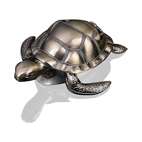 K COOL Turtle Ashtray with Lid Windproof Metal Ashtray Outdoor, Indoor Ashtray Ash Ashtray for Cigarettes, Vintage Practical Decoration Ashtrays for Cigarettes Metal Gift for Men Women (Bronze) Cover