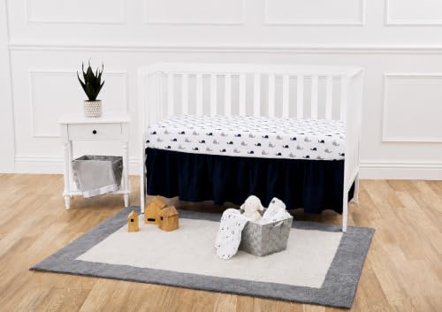 Image of American Baby Company Cotton Fitted Crib Sheet 52x28 inch, Navy Whale
