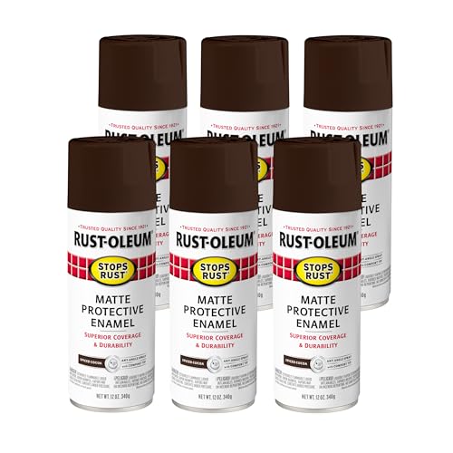 Image of Rust-Oleum 369195-6PK Stops Rust Spray Paint, 12 oz, Matte Spiced Cocoa, 6 Pack