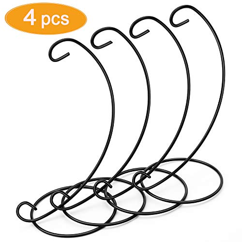 Senignol Ornament Display Stands, 4Pack Iron Ornament Display Holder for Hanging Glass Globe Air Plant Terrarium Stand, Hanging Witch Ball Easter Christmas Decoration(Black, 9 inch)