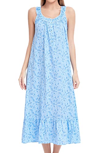 Image of MZROCR Cotton Nightgowns for Women Soft Sleeveless Night Gown for Adult Women Ruffle Sleepwear
