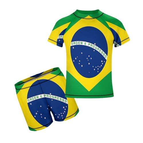 Brazilian FlagChildren's Casual Swimsuit Set - Simple and Versatile8-10Y（130cm）