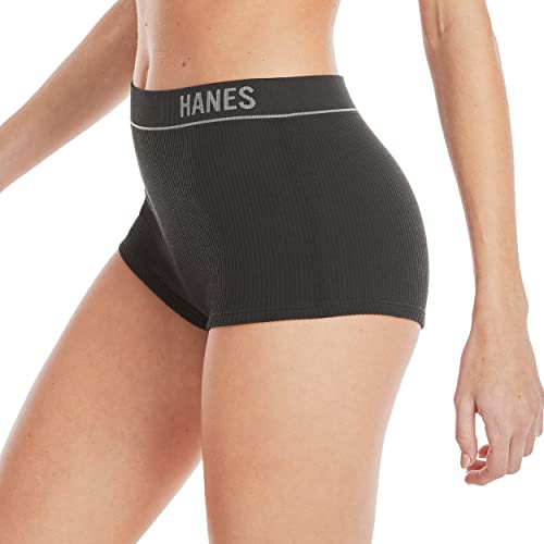 Hanes Women's Originals Seamless Stretchy Ribbed Boyfit Panties Pack, Assorted Colors, 6-Pack3