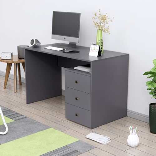 Image of Bniture Wooden Study Table for Home with Bottom Storage | Engineered Wood Study Table with Book Shelf | Multi Purpose Computer Desk for Writing | Laptop Table for Office & Home | Frosty White