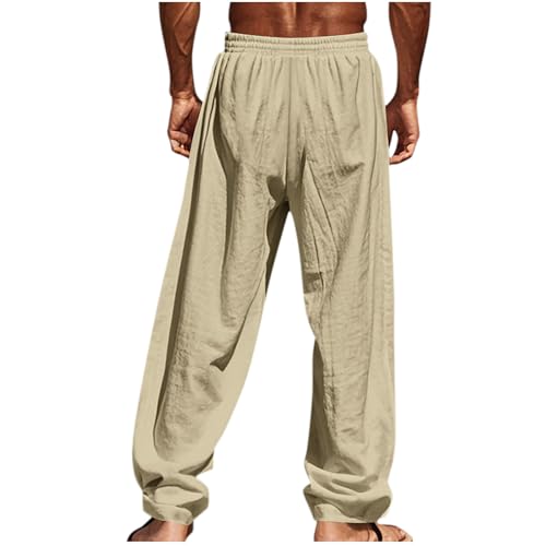 Finelylove Mens Casual Beach Pants Relaxed Fit Stretch Elastic Waist Long Summer Pants Lightweight Lounge Yoga Trousers3
