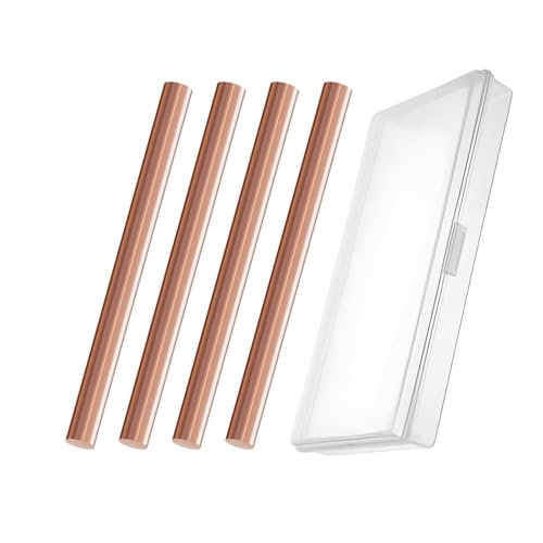 RRRST 4PCS Rein Kupferstäbe 5mm x 100mm, Länge 100mm, Durchmesser 8mm, Kupferreinheit 99.9%, Rundstab aus reinem Kupfer für Handwerk DIY Schmuck Modell