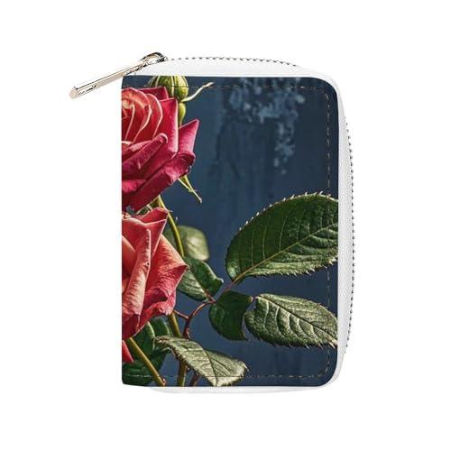 Porte-cartes en cuir shabby chic pour homme et femme mini portefeuille zippé 20 emplacements