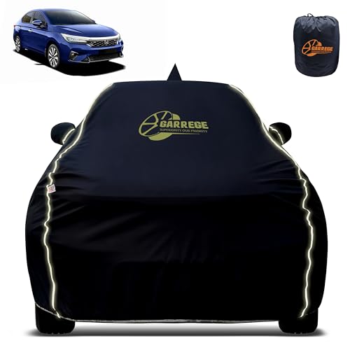 Image of Reflector Waterproof Car Cover for Honda City with Mirror & Antenna Pocket | All Weather Protection | Washable Fabric | Black Color
