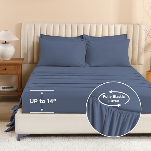 Image of Litanika Full Size Comforter Sets Bluish Grey - 7 Pieces Bed in a Bag Full Bedding Comforter Sets, Solid Lightweight Bed Set with Comforter, Sheets, Pillowcases & Shams