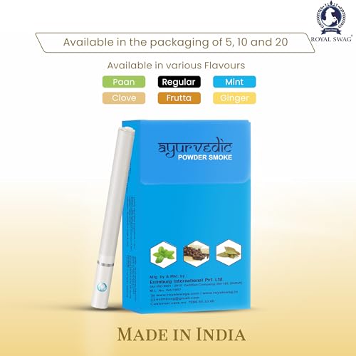 Image of ROYAL SWAG Ayurvedic Herbal Cigarettes Mint Flavour No Tobacco No Nicotine Smooth Herbal Smoke Alternative Natural Ingredients (Mint)