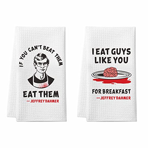 Cheroloven Jeffrey Dahmer Kitchen Towels, 2 Pack Funny Gothic Bathroom Towels, Serial Killer Gifts For Women Men, True Crime Bathroom Decor, Jeffrey Dahmer Merchandise #TOP9