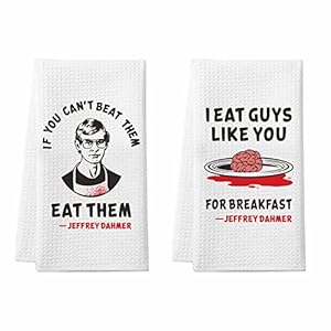 Jeffrey Dahmer Kitchen Towels 2 Pack Halloween Gothic Bathroom Hand Towels Funny Serial Killer Gifts for Women Men True Crime Halloween Bathroom Kitchen Decor Jeffrey Dahmer Merchandise