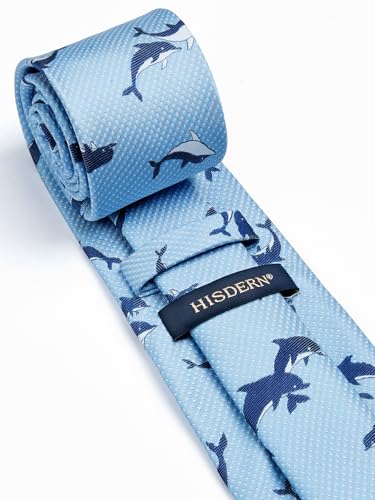 Image of HISDERN Ties for Men Classic Animal Tie and Pocket Square Set Jacquard Woven Silk Neckties Handkerchief Wedding Party