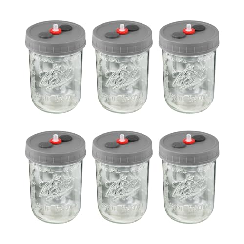 6 Packs Mushroom growing supplies Liquid Culture Jar Spores Mushroom Growing Grain Jars 3.5x5 inches 500ML For mushroom inoculation with Liquid Culture Lid with injection Filter Ports