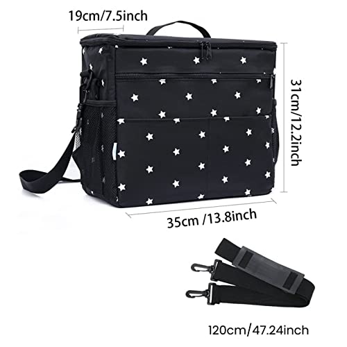 Orzbow XL Buggy Organizer Taschen,22 L Großer Kinderwagen Windel Organizer mit Getränkehaltern und Schulterriemen verwendet als Mom Handtasche & Schultertaschen & Backbag (Schwarzer Stern)