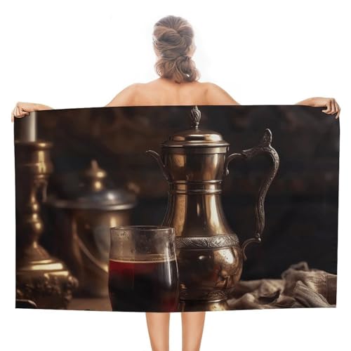 TKJMCSW - Toalla de playa de café turco de 51 x 31 pulgadas, toallas de baño de microfibra de secado rápido, de gran tamaño, sin arena, absorbentes, ligeras, personalizables, para adultos, viajes