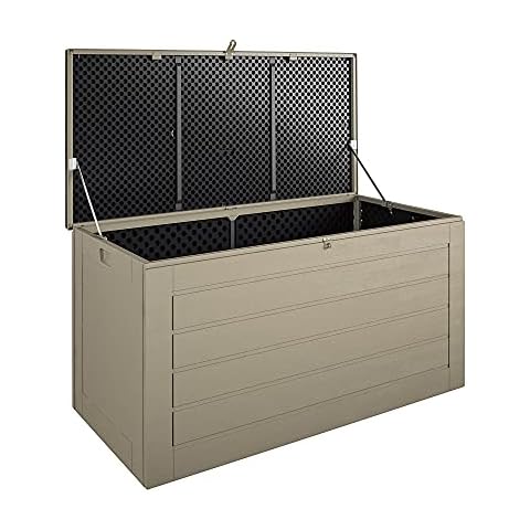 Cosco Outdoor Living 180 Gallon Patio Storage Box, Extra Large, Lockable Lid, Weather-Resistant, Tan/Brown Cover