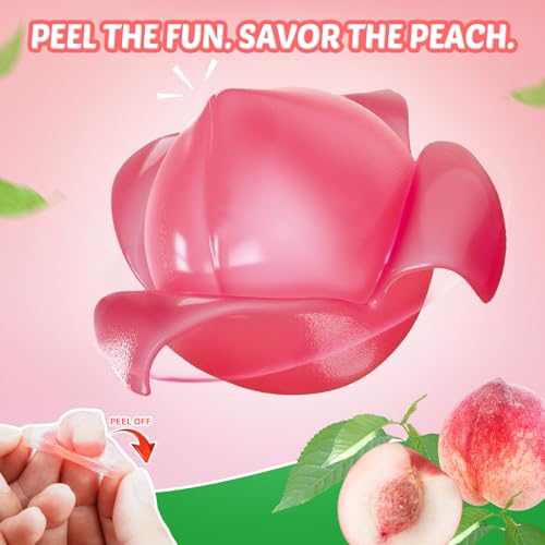 AMOS Peelerz Gummy Peach Candy, Peelable Fruit-Shaped Candy, 8.47oz Box with 10 Individual Packs – Fun Peeling Gummy Snack Made with Real Juice