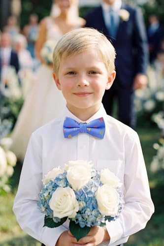 Image of HISDERN Bow Ties for Boys Pre Tied Toddler Bow Tie Adjustable Kids Bowties Clip On Fun Patterned Bowties for Wedding Party