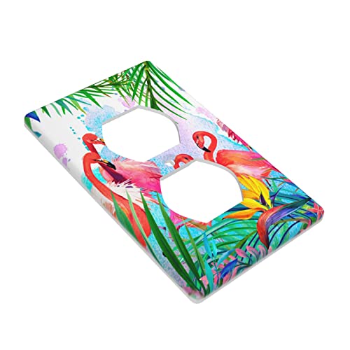 Pink Flamingos Outlet Covers Wall Plate, 1 Gang Duplex Receptacle Cover Plate Decorative Electrical Outlet Cover Plates For Bathroom Kitchen #TOP2