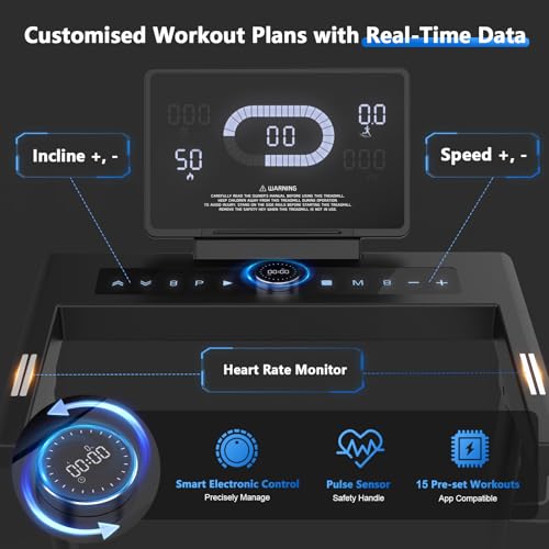 Cowmew Treadmills for Home, Foldable Treadmill with 20% Auto Incline, 20KM/H, 7HP, 180KG Weight Capacity, Running Machine for Heavy People with LED Display, Heart Rate Monitor, Bluetooth Speakers - Image 2