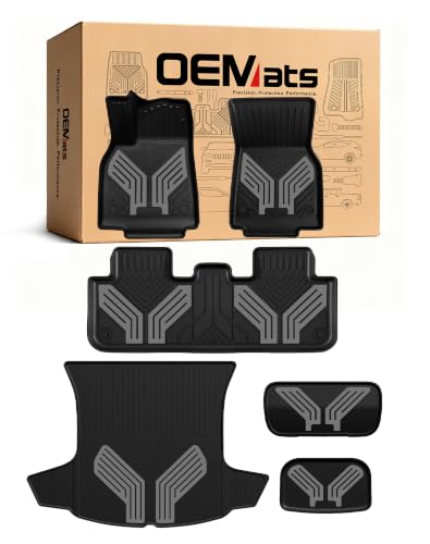 Image of Premium Color TPE Floor Mats 6-PCS for Tesla Model Y Juniper 2025 2026 | Titan Gray Wing Design | Car Mat Full Set Front & Rear | All-Weather Protection, Pet & Child-Friendly Accessories