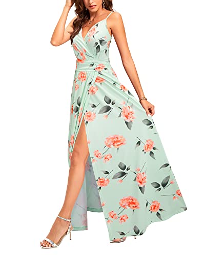 Image of Newshows Women's 2026 Lightweight Summer Wedding Guest Beach Vacation Casual V Neck Split Flowy Maxi Dress