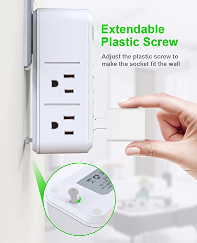 EyGde Extensión de Tomas Múltiples Protector Contra Sobretensiones 1700J con Enchufe Giratorio y 4 Puertos USB (1 USB C), Divisor de Tomas Giratorio de 3 Lados con 6 Tomas Espaciadas para Oficina y Hogar miniatura 4