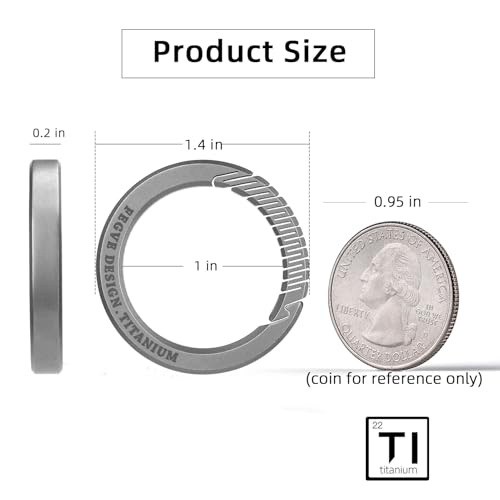 Image of FEGVE Integrated Titanium Round Carabiner Key Clip with 2 Key Rings