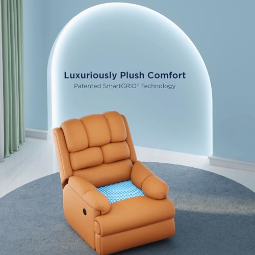 Image of The Sleep Company Luxe Motorised Recliner Sofa| Patented SmartGRID Technology | German Engineered Mechanism | 1 Seater - Superior Seat Comfort| Tan Leatherette | Free Installation