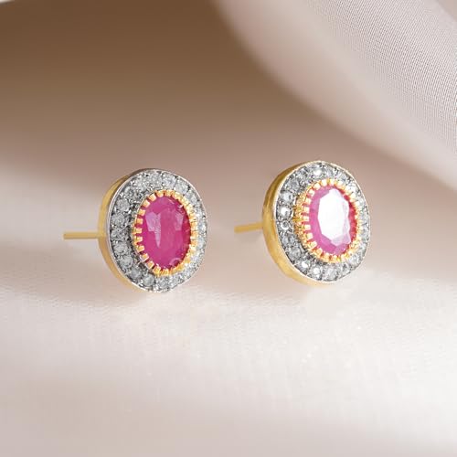 Image of Rubans Stud Earrings American Diamond Zirconia & Crystal Jewellery Gift for Women & Girls