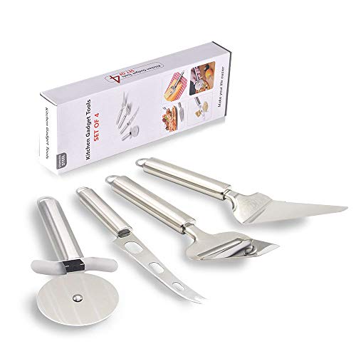 Coton Deal Stainless Steel Kitchenware Set - Kitchen Utensils Four Piece Set Baking Pastry Pizza Set Pizza Cake Shovel Cheese Scraper Cheese Cutter Set