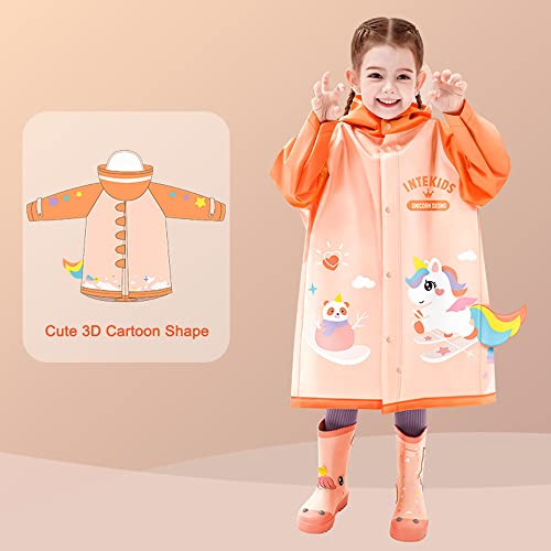 Image of Toddler Raincoat for Boys Girls Rain Poncho Waterpoof Kids Rain Jacket 3D Cartoon Hoodie Kids Rainwear M Size 3-4 Years