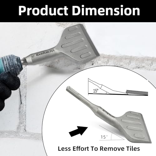 Greywolf SDS Plus Chisel Drill Bit, 3 Inch 20° Crank Angle Wide Bend Chisel, 40CrMo Alloy Floor Scraper, Tile Removal for SDS Plus Rotary Hammer Drill Attachment 5 Greywolf SDS Plus Chisel Drill Bit, 3 Inch 20° Crank Angle Wide Bend Chisel, 40CrMo Alloy Floor Scraper, Tile Removal for SDS Plus Rotary Hammer Drill Attachment - Image 5