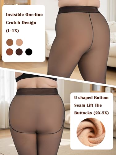 Plus Size Fleece Lined Tights Women Fake Translucent Warm Pantyhose Sheer Thick Thermal Leggings for Winter4