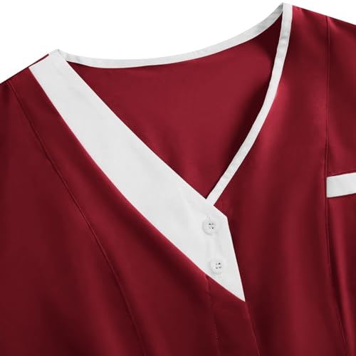 Image of 2026 Scrub for Cleaning Jobs Uniform, Multi Pockets Scrubs for Women Sets, V-Neck Top & Straight Leg Pants Scrubs Set