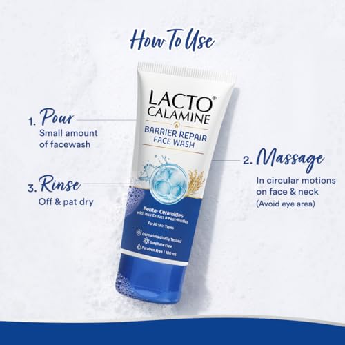 Image of Lacto Calamine Barrier Repair Face Wash|Penta-Ceramide, Rice Extracts, Post-biotics|Skin barrier protection & hydration | 100 ml