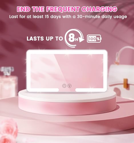 Image of 120 LEDs Car Mirror Vanity, Car Sun Visor with 3 Light Modes&Big LEDs, Rechargeable Makeup Mirror Touch Control, Light Up Mirror Universal for Car, Truck